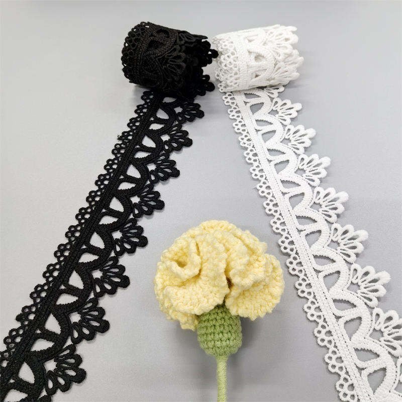 Factory Wholesale Embroidery Lace Trim Retro Hollow Out Black and White Lace Trim For Wedding