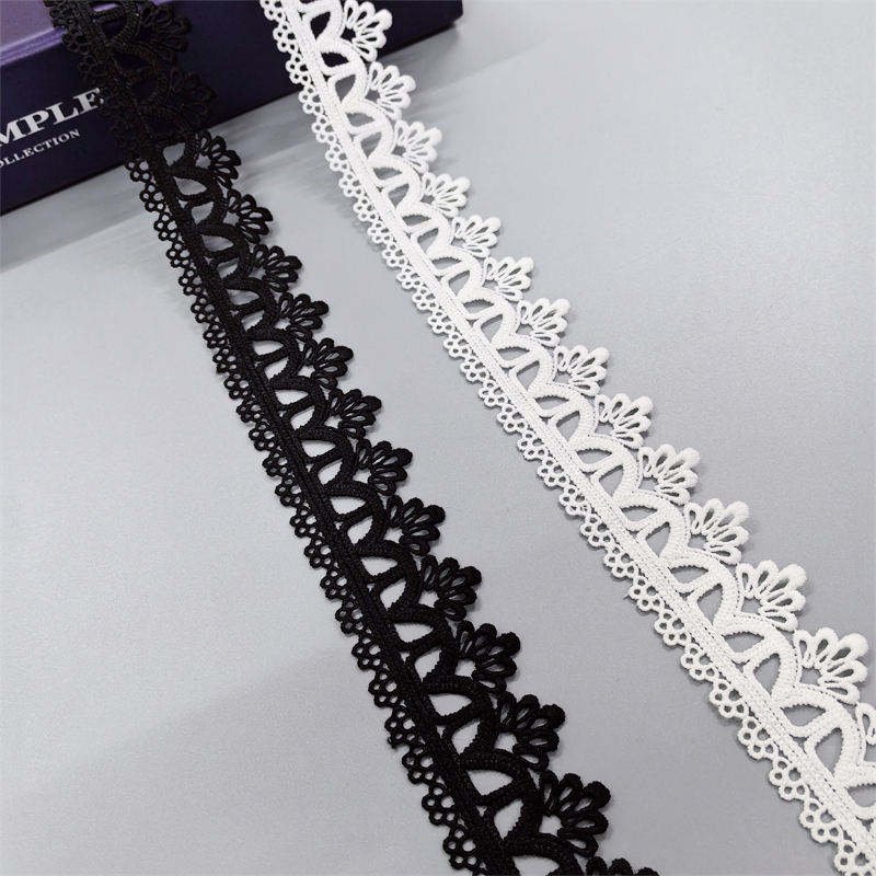 Factory Wholesale Embroidery Lace Trim Retro Hollow Out Black and White Lace Trim For Wedding