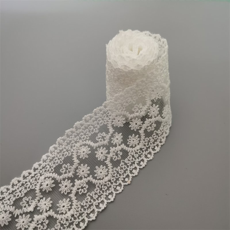 Factory High Quality white net embroidery lace Ribbon Lace Synthetic Bundles With Lace