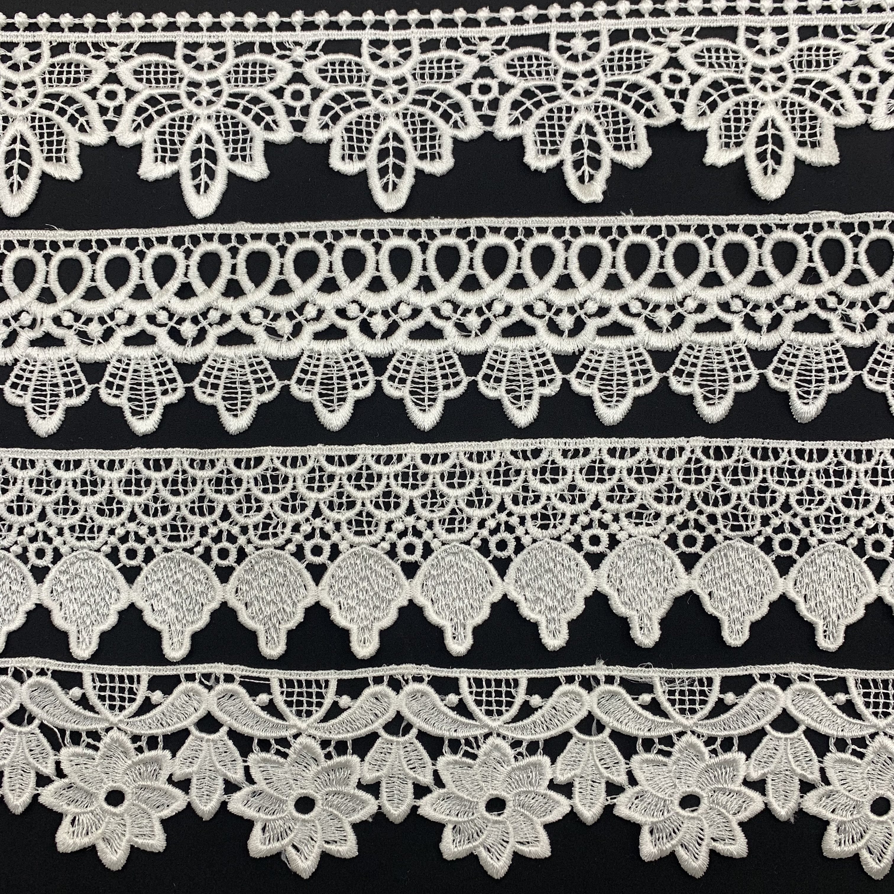 Wholesale French Wedding Fancy Renda Lace White Milk Silk Tulle Embroidery Flower Lace Fabric Trim For Lingerie