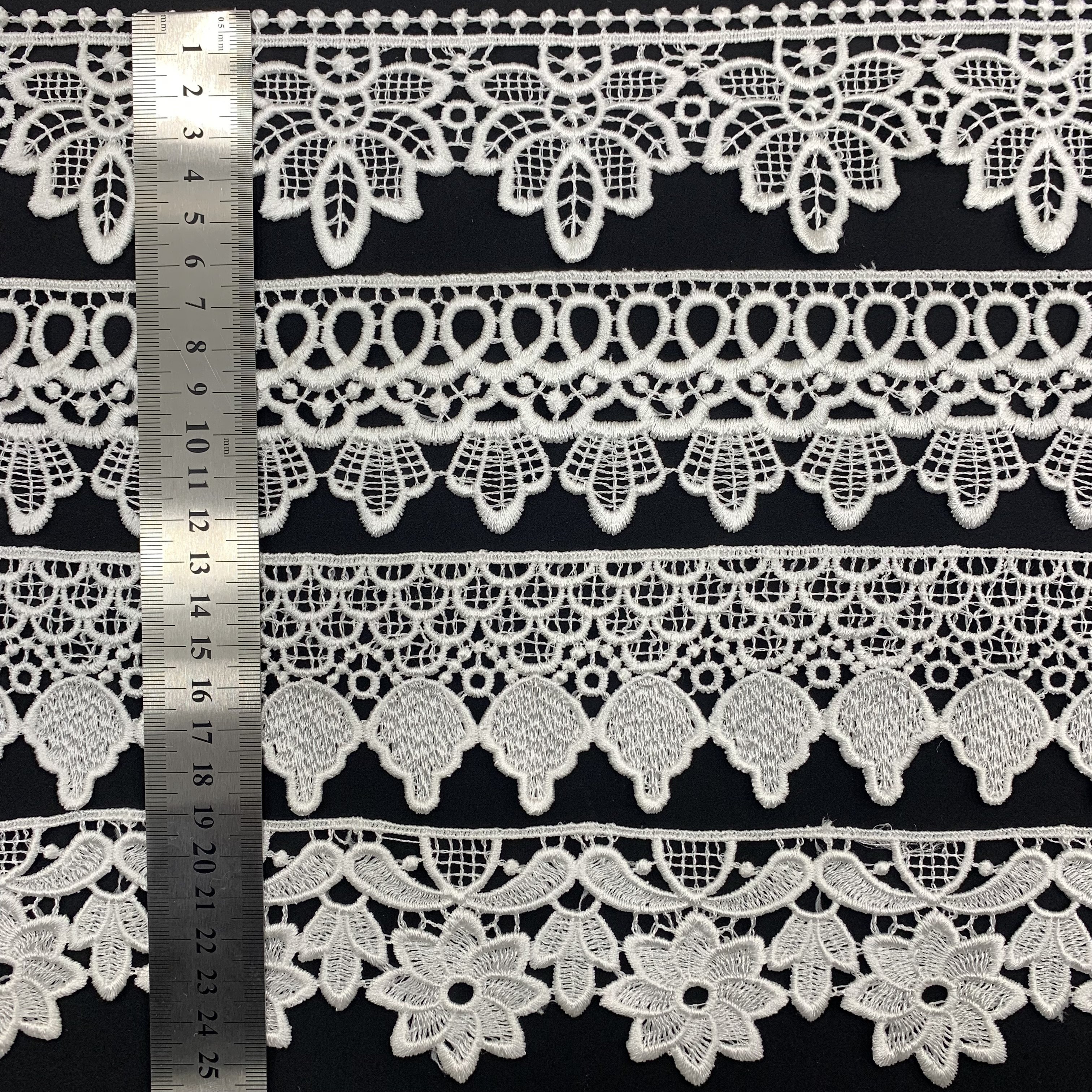 Wholesale French Wedding Fancy Renda Lace White Milk Silk Tulle Embroidery Flower Lace Fabric Trim For Lingerie