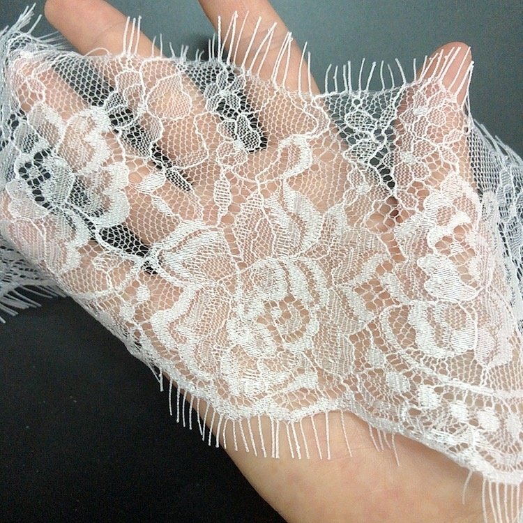 8CM Width popular design black eyelash chantilly lace trim for clothes