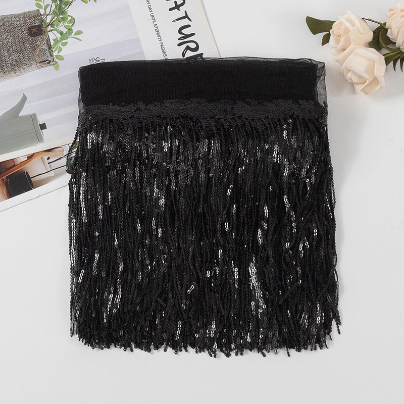 Bright Color 20cm leaf sequin tassel lace trim Latin dance dress SequinsTrimming for Latin Dress