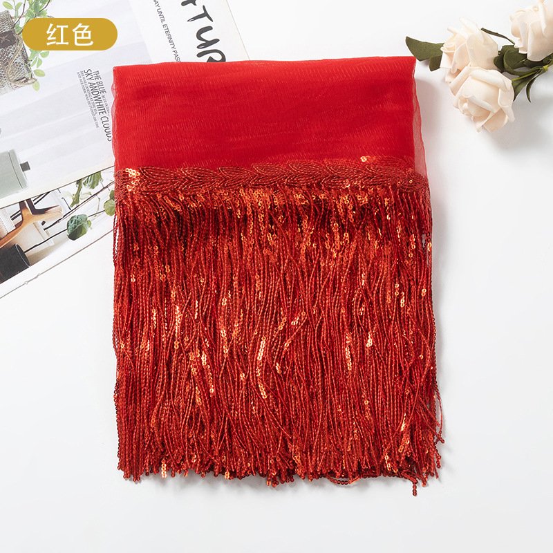 Bright Color 20cm leaf sequin tassel lace trim Latin dance dress SequinsTrimming for Latin Dress