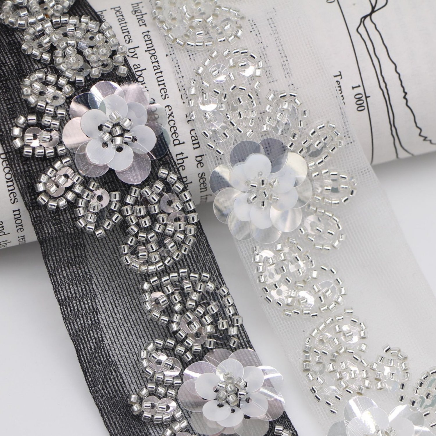 Hand-nailed beaded border mesh base pearl diy clothing sequins flower hair accessories Bandana accessories collar accessories