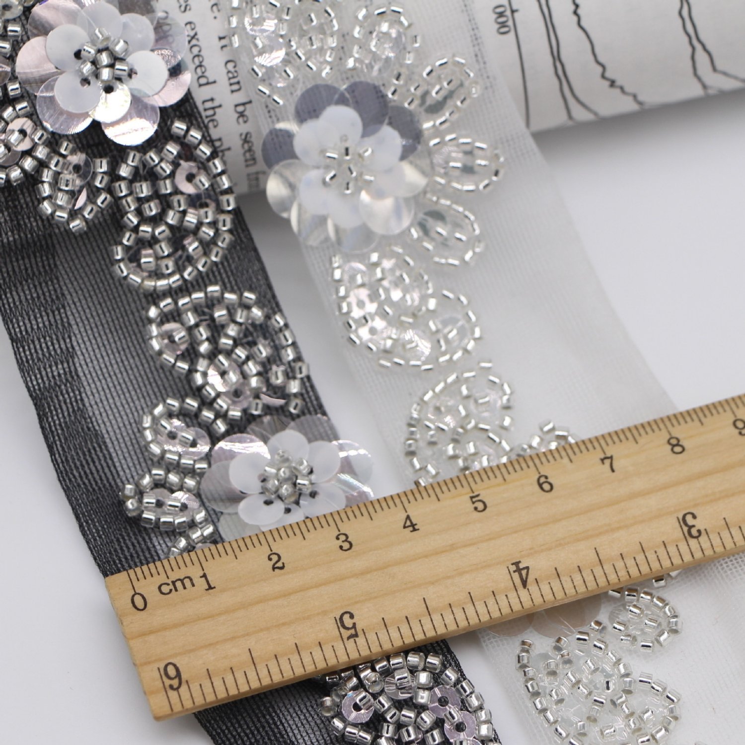 Hand-nailed beaded border mesh base pearl diy clothing sequins flower hair accessories Bandana accessories collar accessories