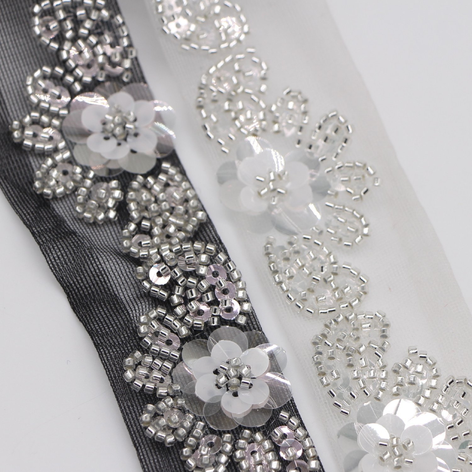 Hand-nailed beaded border mesh base pearl diy clothing sequins flower hair accessories Bandana accessories collar accessories