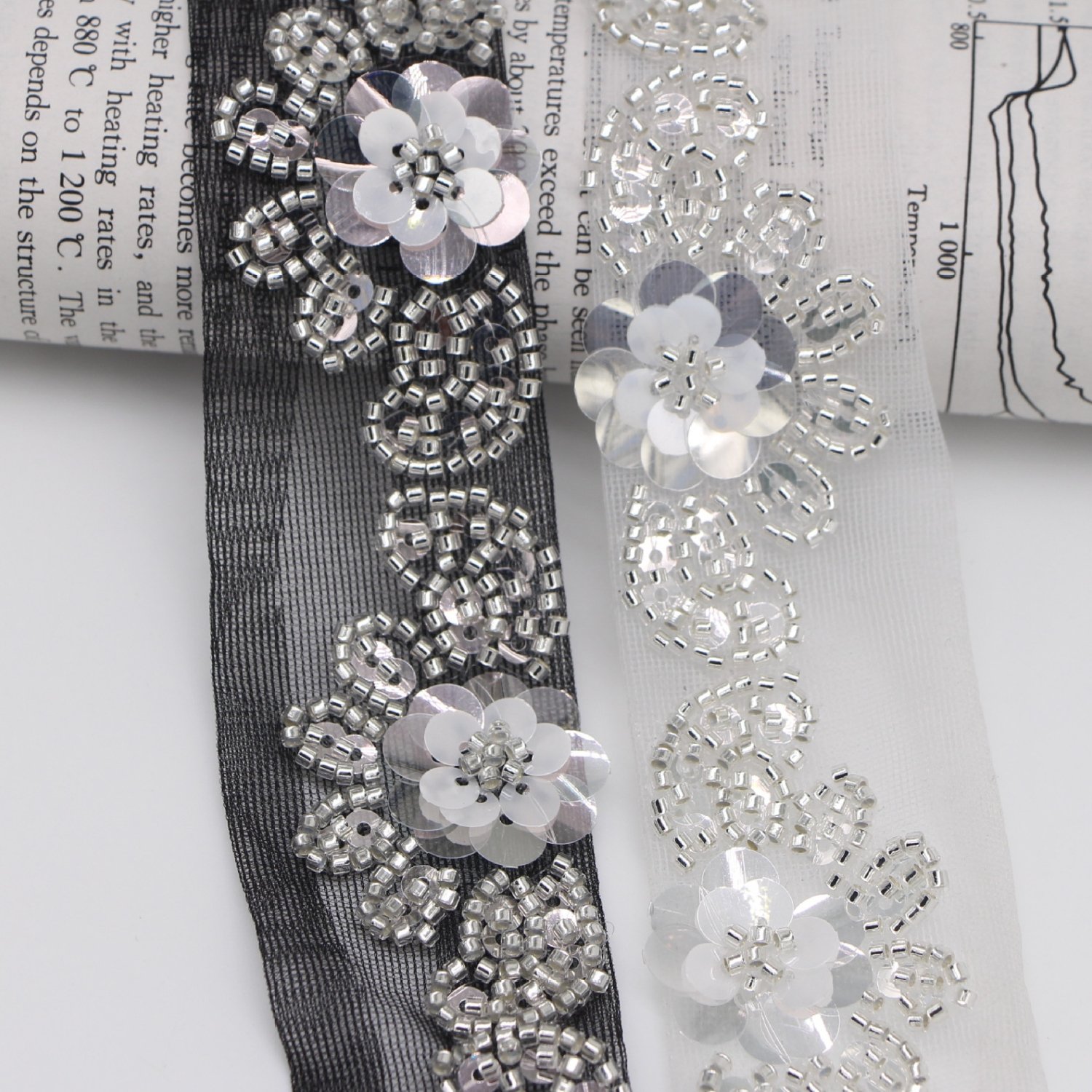 Hand-nailed beaded border mesh base pearl diy clothing sequins flower hair accessories Bandana accessories collar accessories
