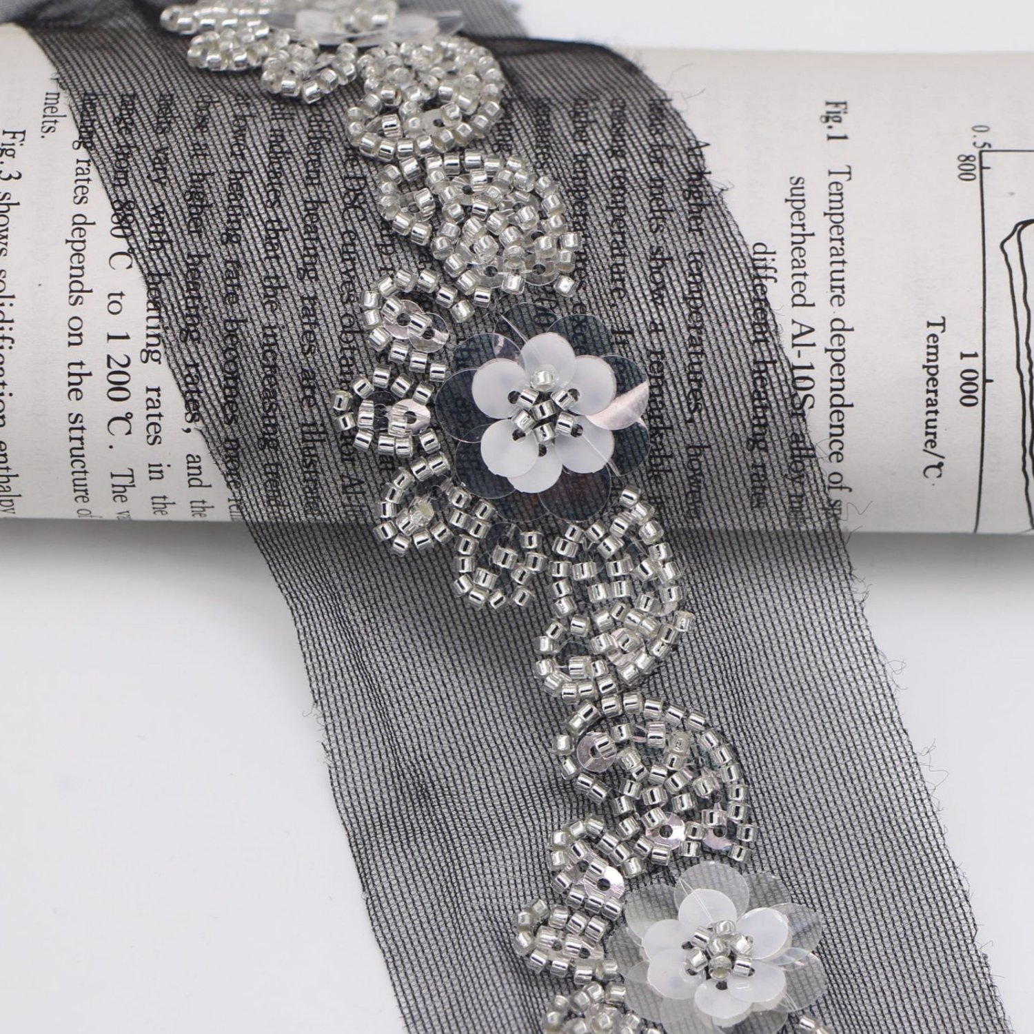 Hand-nailed beaded border mesh base pearl diy clothing sequins flower hair accessories Bandana accessories collar accessories