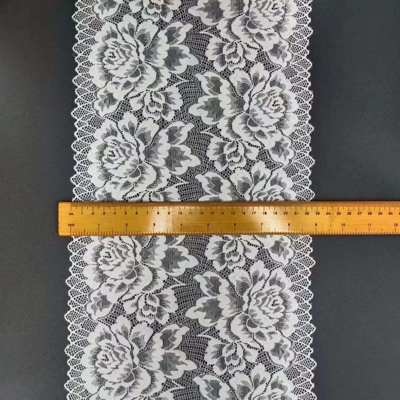 Custom White Voile Nylon Spandex Lace Tulle Elastic Roll Wedding Use Underwear Trim for Women's Bra