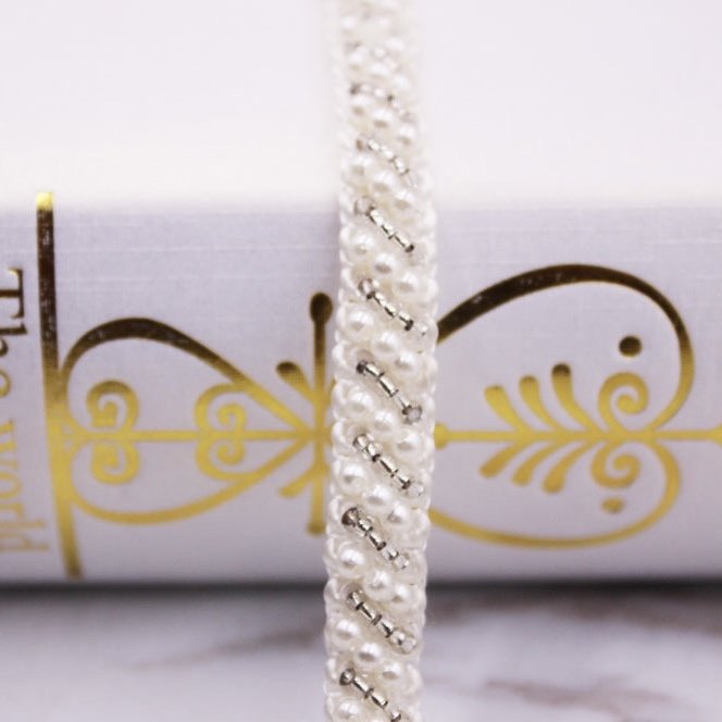 Handmade bead lace trims DIY pearl beaded decorative trims accessories bead embroidery lace trim webbing for Collar sleeves