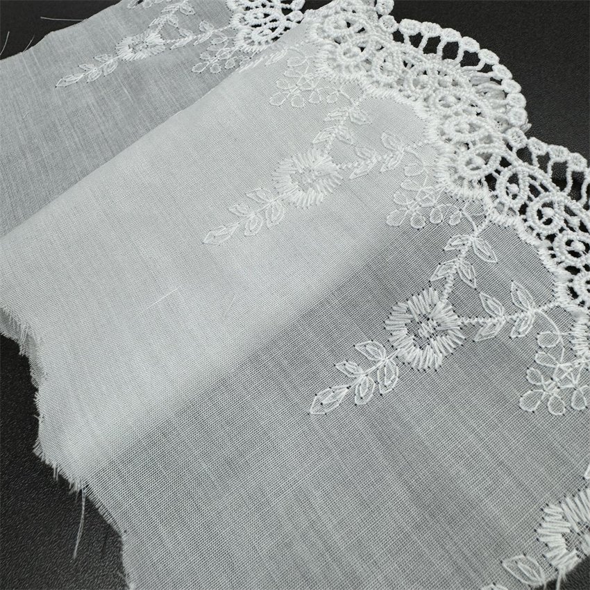 Fine woven cotton fabric carvend holes Trimming lace water soluble Embroidery border lace trim garment