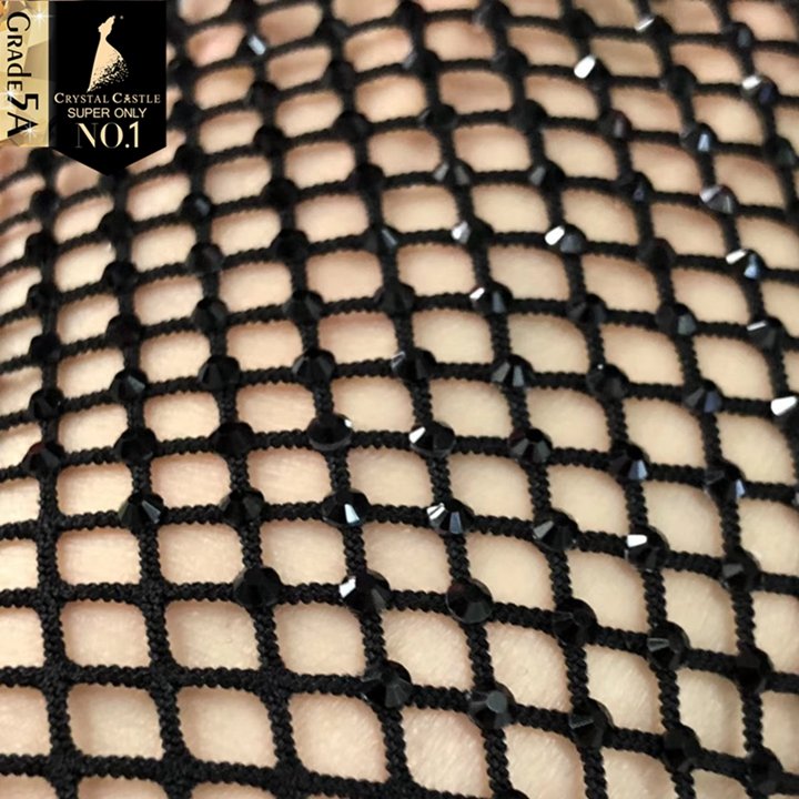 Crystal Castle 30*120cm SS16 Big Stone Glitter Colorful Rhinestone Mesh Fabric Glass Crystal Rhinestone Trimming for Dress