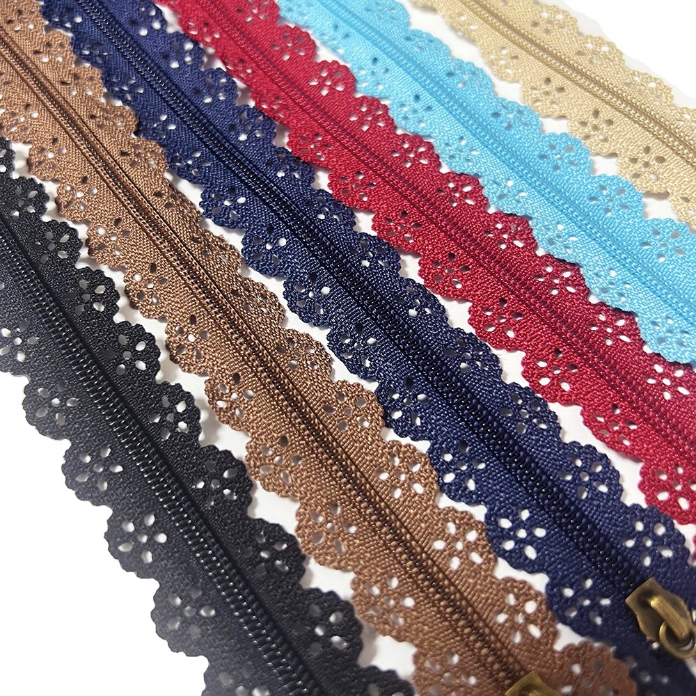Manufacturers Colorful Dress Bag Closed End Vintage Exquisite Zipper Flower Trim Edge #3 Nylon Lace Zipper
