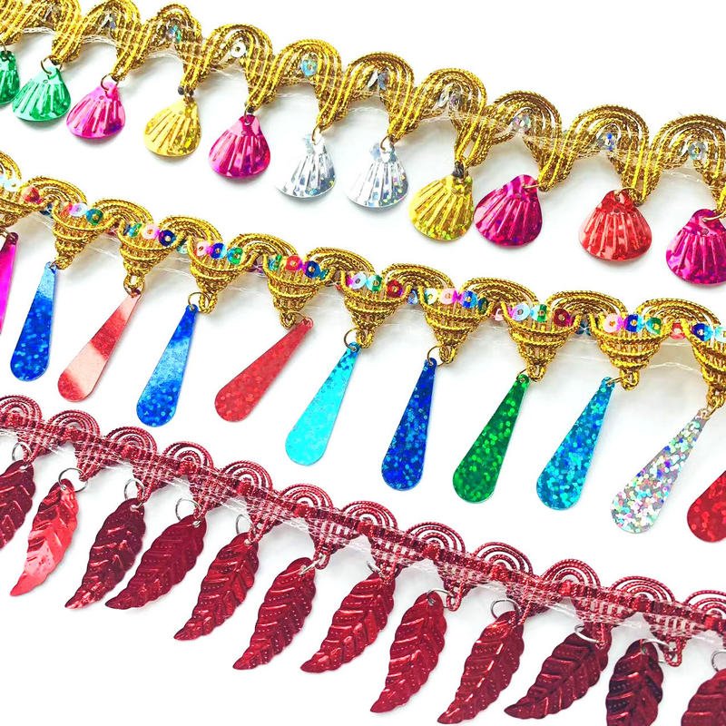 Many colors border lace trim Metallic yarn Embroidered Gold Lace Trim
