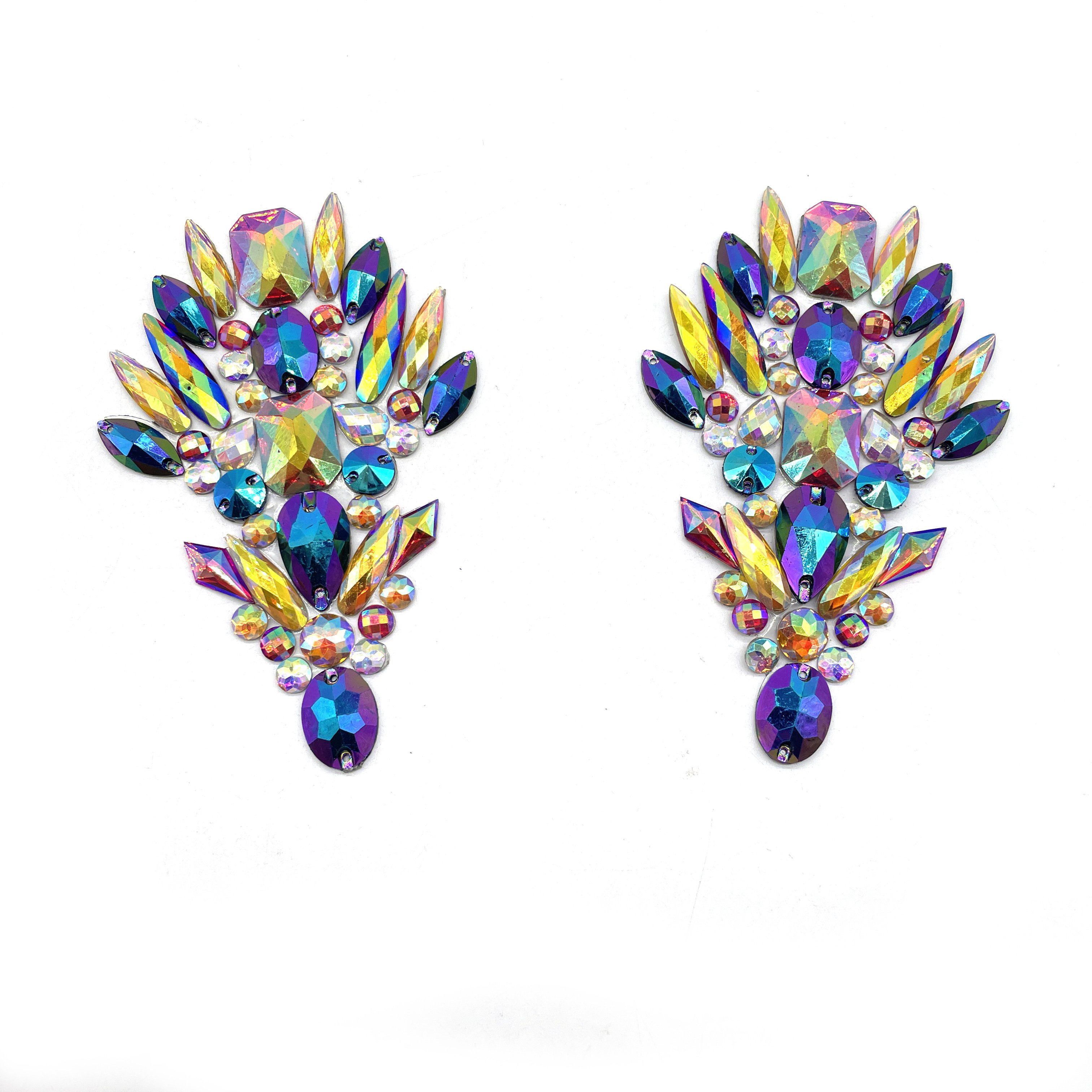 Handmade Iron-On Lace Flower Patch Trims Appliques Rhinestone Decorative Trims for DIY Accessories for Carnival
