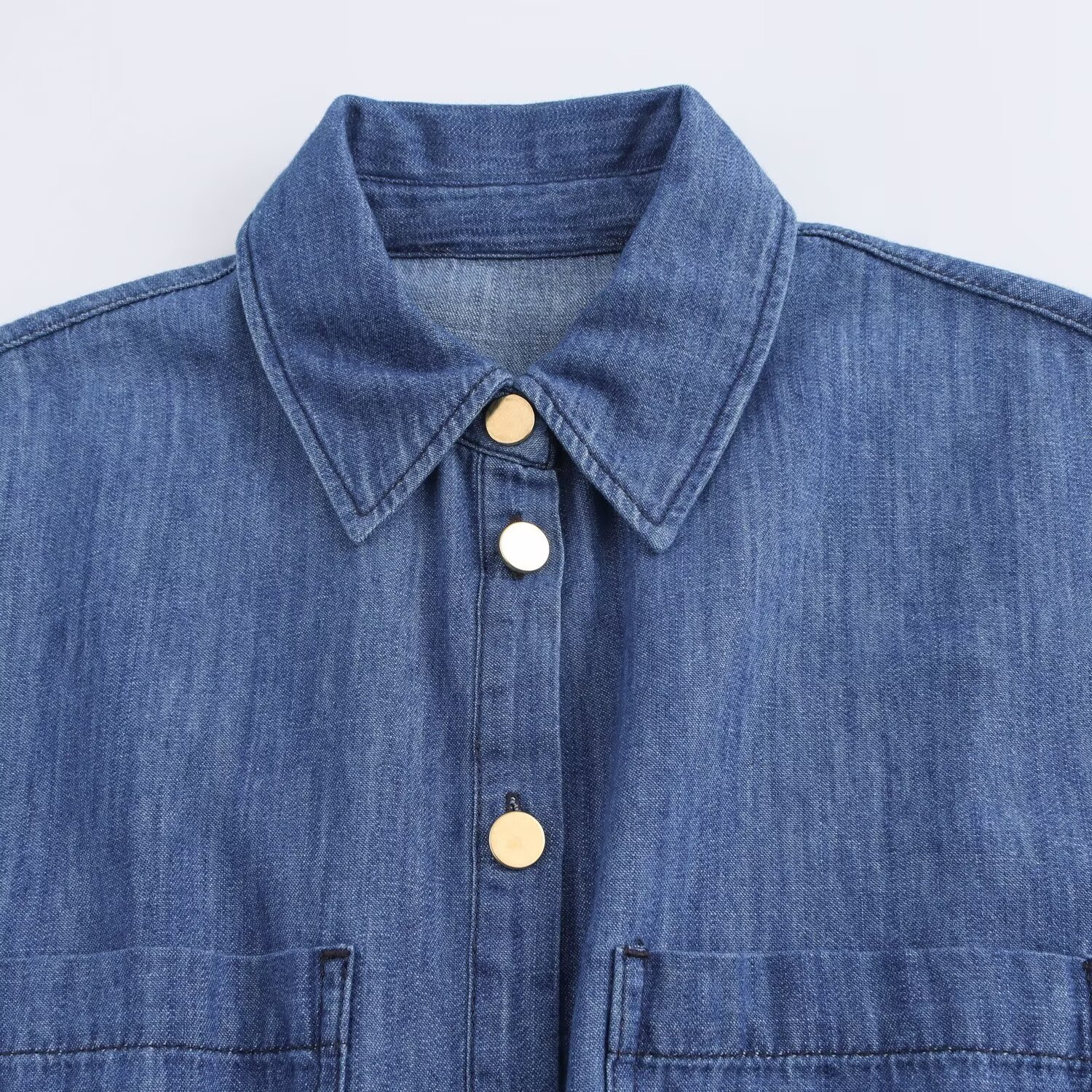 PB&ZA Women 2024 summer New Fashion Bow trim denim draping Blouses Vintage Short Sleeve Female Shirts Chic Tops