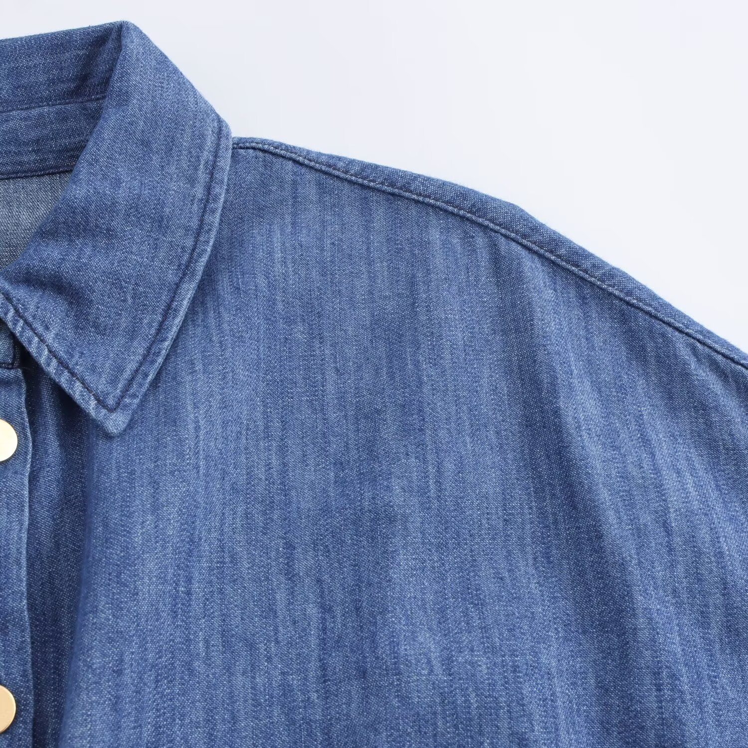 PB&ZA Women 2024 summer New Fashion Bow trim denim draping Blouses Vintage Short Sleeve Female Shirts Chic Tops