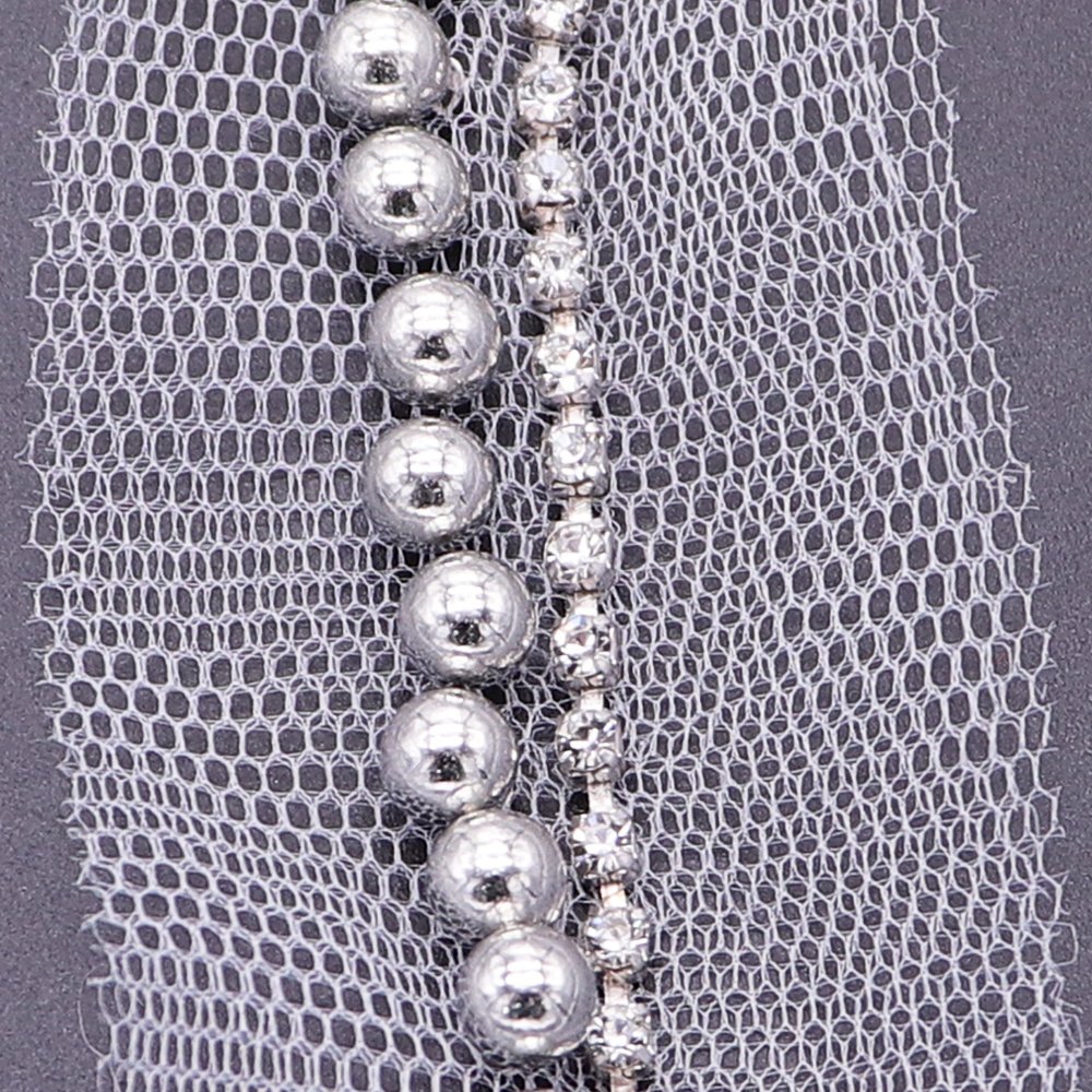2024 Lace Trim Embroidery New Handsewing Plastic Ball Lace Trimming With Rhinestone For Women Dress