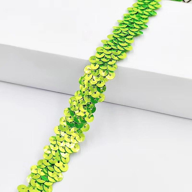 Hot Sale 2CM Wide Stretch Sequins Elastic Lace Trimming For Latin Dancing Dress