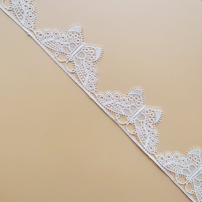 4 CM Width Butterfly Embroidery Trimming Lace White Milk Silk Embroidery Lace Water-soluble Lace Embroidery Trim
