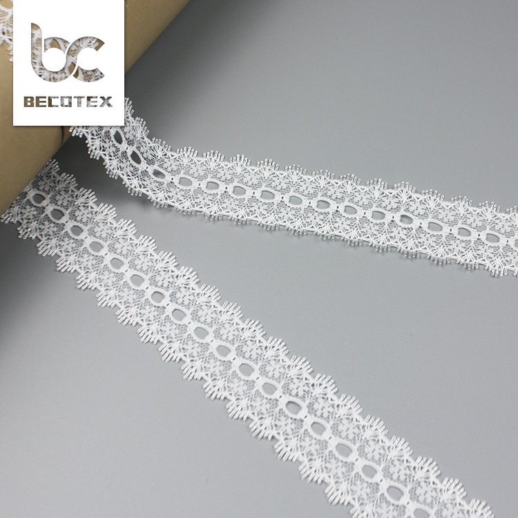 wholesale nylon non elastic white eyelet narrow lace border trim