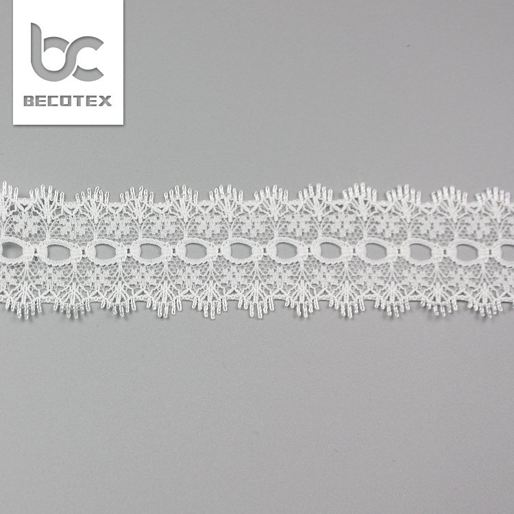 wholesale nylon non elastic white eyelet narrow lace border trim