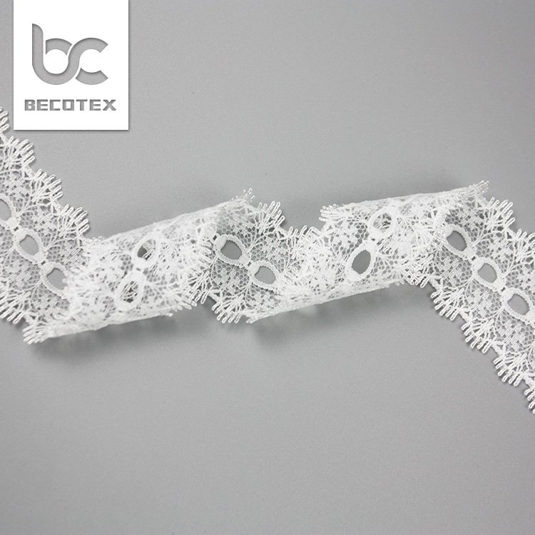 wholesale nylon non elastic white eyelet narrow lace border trim