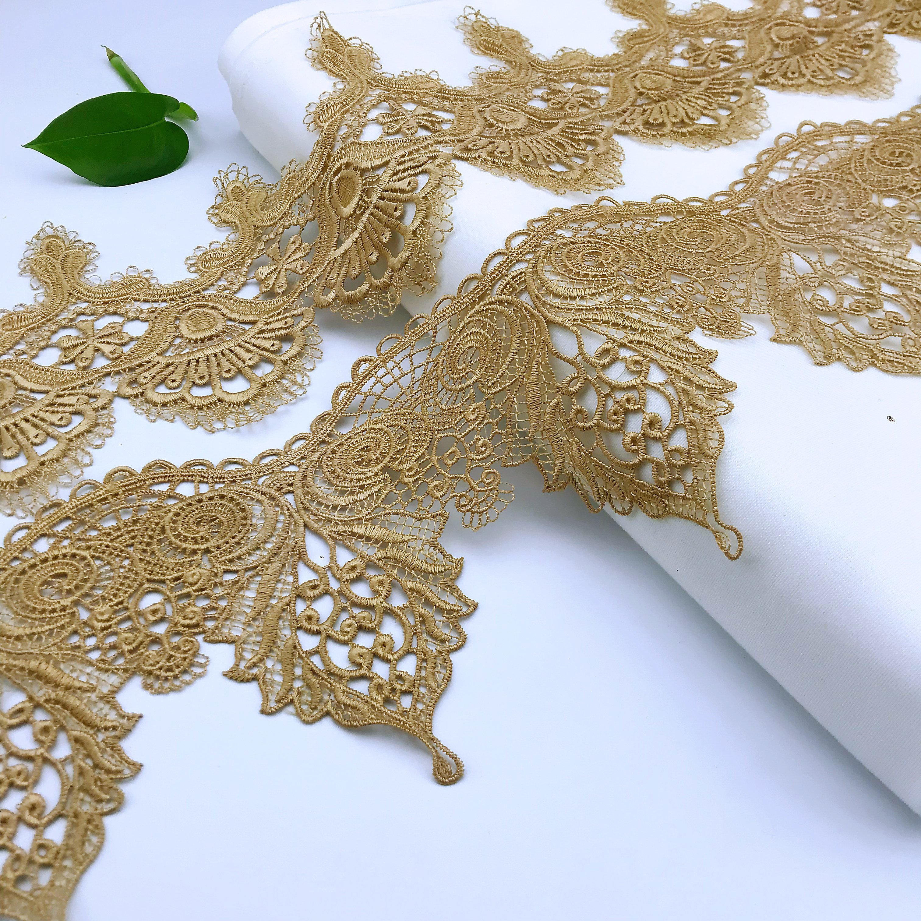 Soft hand feel 100% polyester lace fabric geometric crochet embroidery lace