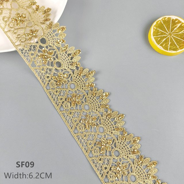 Hollow shining latest high quality gold lace cheongsam clothes hem curtain lace trim DIY accessories