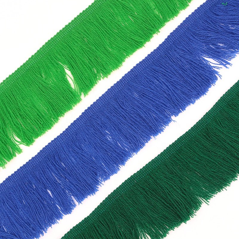 Wholesale acrylic fibers fringe tassel lace trim for home textiles, carpets flag, curtains, clothes garment football fan scarf