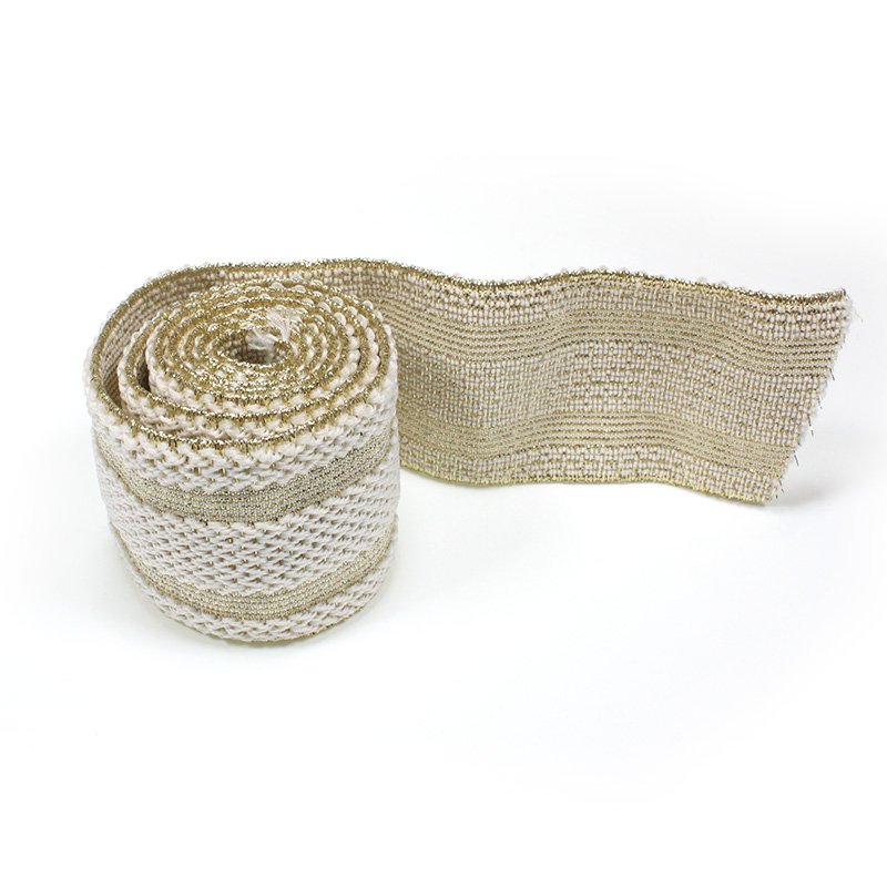 Low price wholesale Jacquard glitter elastic braid band scalloped elastic trim