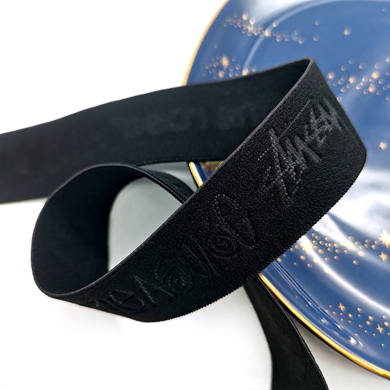 Wholesale Custom Nylon Elastic Band 2 Inch Embossed Elastic Belt Polyester Elastic Webbing For Wig Hats