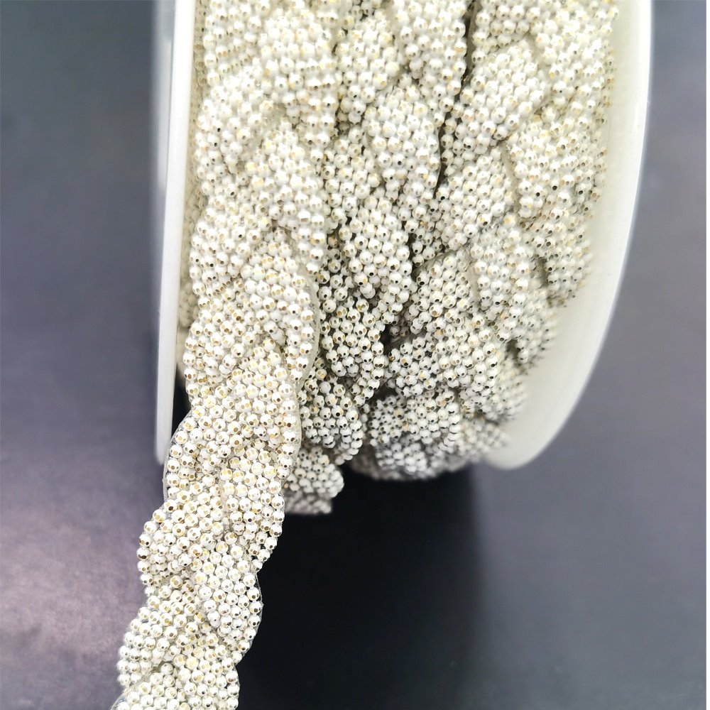 S164 fashion iron on ball chain trim for garment and bag hotfix metal chain trim shoe decoration
