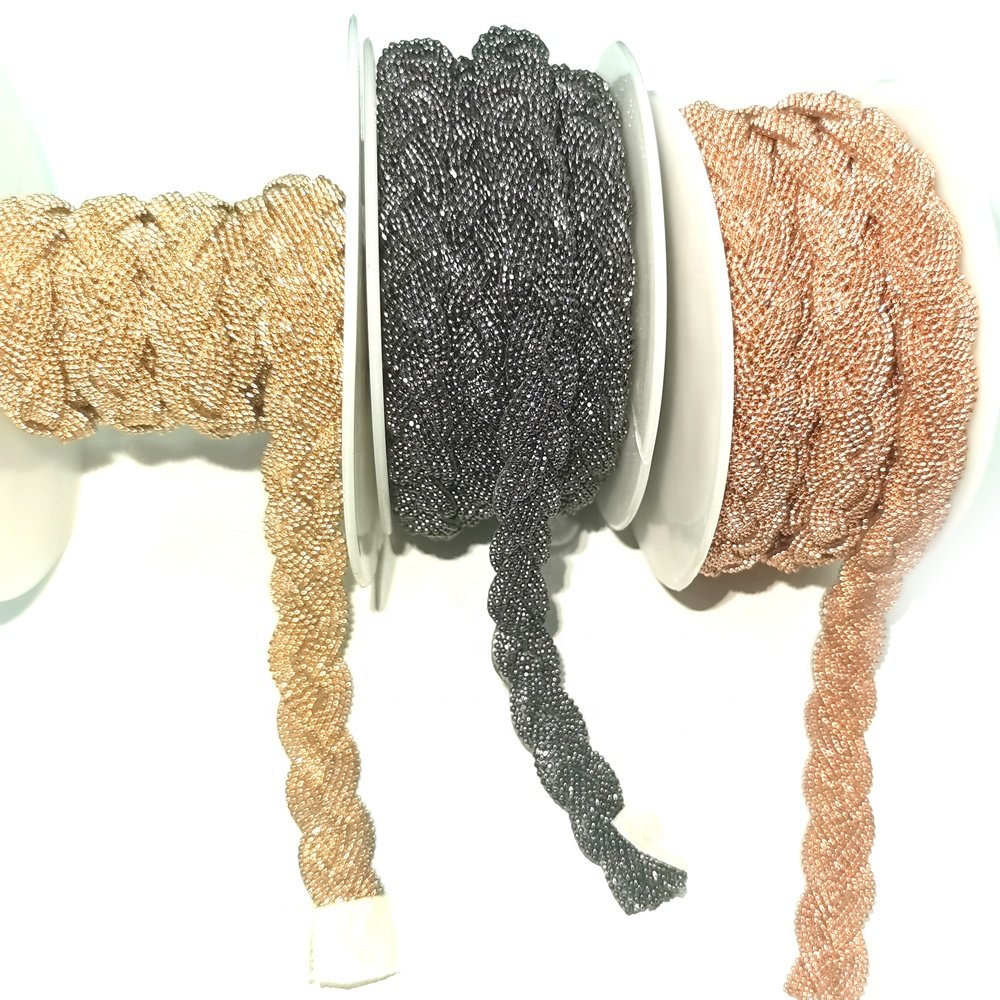 S164 fashion iron on ball chain trim for garment and bag hotfix metal chain trim shoe decoration