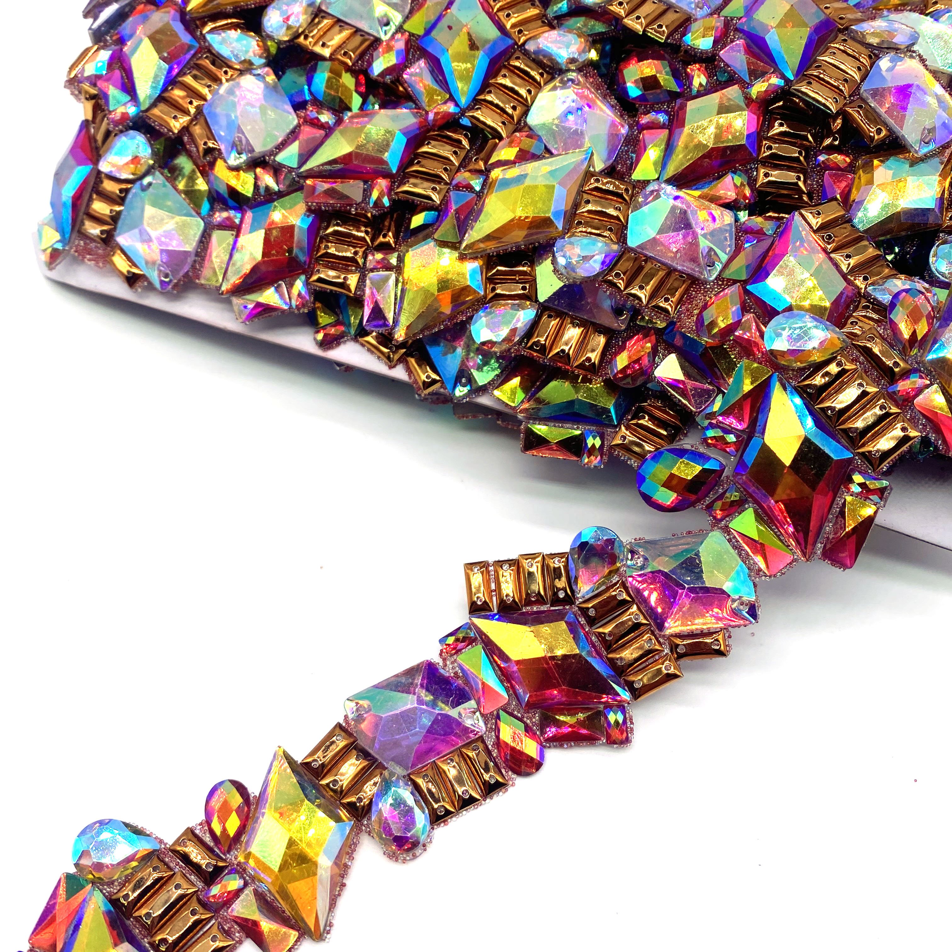 Customizable Resin AB Stone Applique Rhinestone Trimming for Carnival Costume Broadway Parties Shoes Garments Bags Clothes
