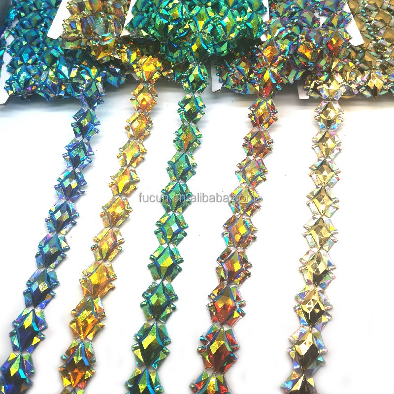 Iron On Adhesive Rhinestone Silver Crystal AB Trim In Roll For DIY Hat Shoe Accessories Crafts