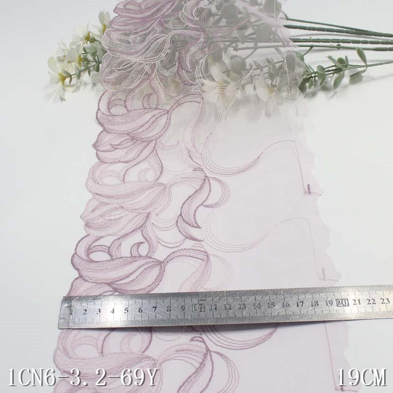 19cm Purple Color Single-Sided Ancient Pattern Knitted Mesh Embroidery Lace Trim Curtain Lace Accessories Underwear Dress Trim