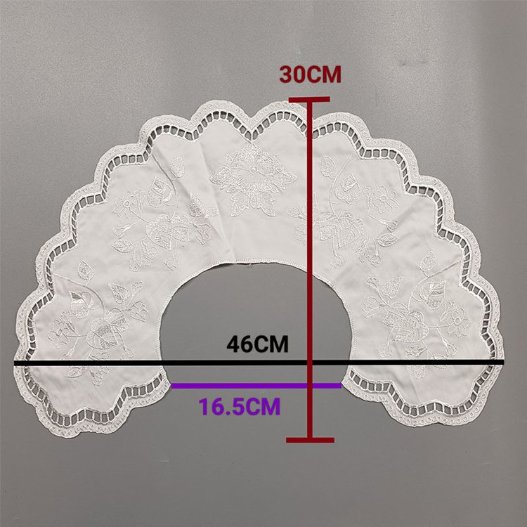Garment Accessories Polyester Embroidery Lace Hollowed Out Neck Collar Front Lace Collar Motif Trim for Sewing Crafts