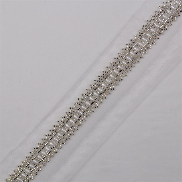 4Cm Wide Multi Color Home Textile Decorative Sewing French Embroidery Sequin Pearl Cord Lace Ribbon Trim For Dress