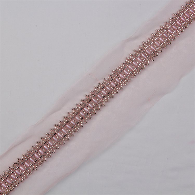 4Cm Wide Multi Color Home Textile Decorative Sewing French Embroidery Sequin Pearl Cord Lace Ribbon Trim For Dress