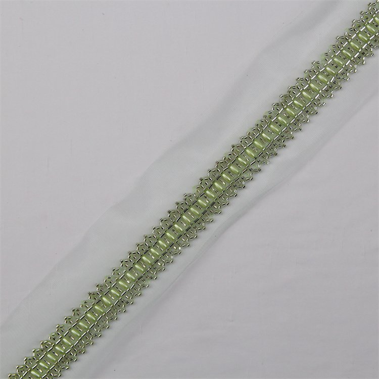 4Cm Wide Multi Color Home Textile Decorative Sewing French Embroidery Sequin Pearl Cord Lace Ribbon Trim For Dress