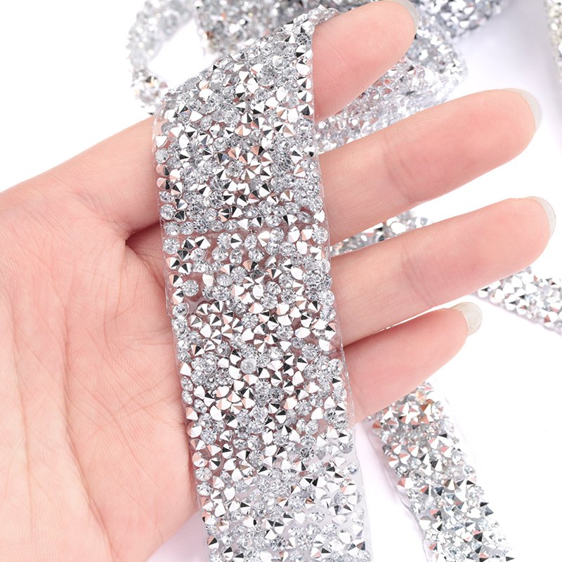 Silver Hot Fix Tape Crystal Wholesale Cup Chain Rhinestone Chains Trim On Appliques For Dresses