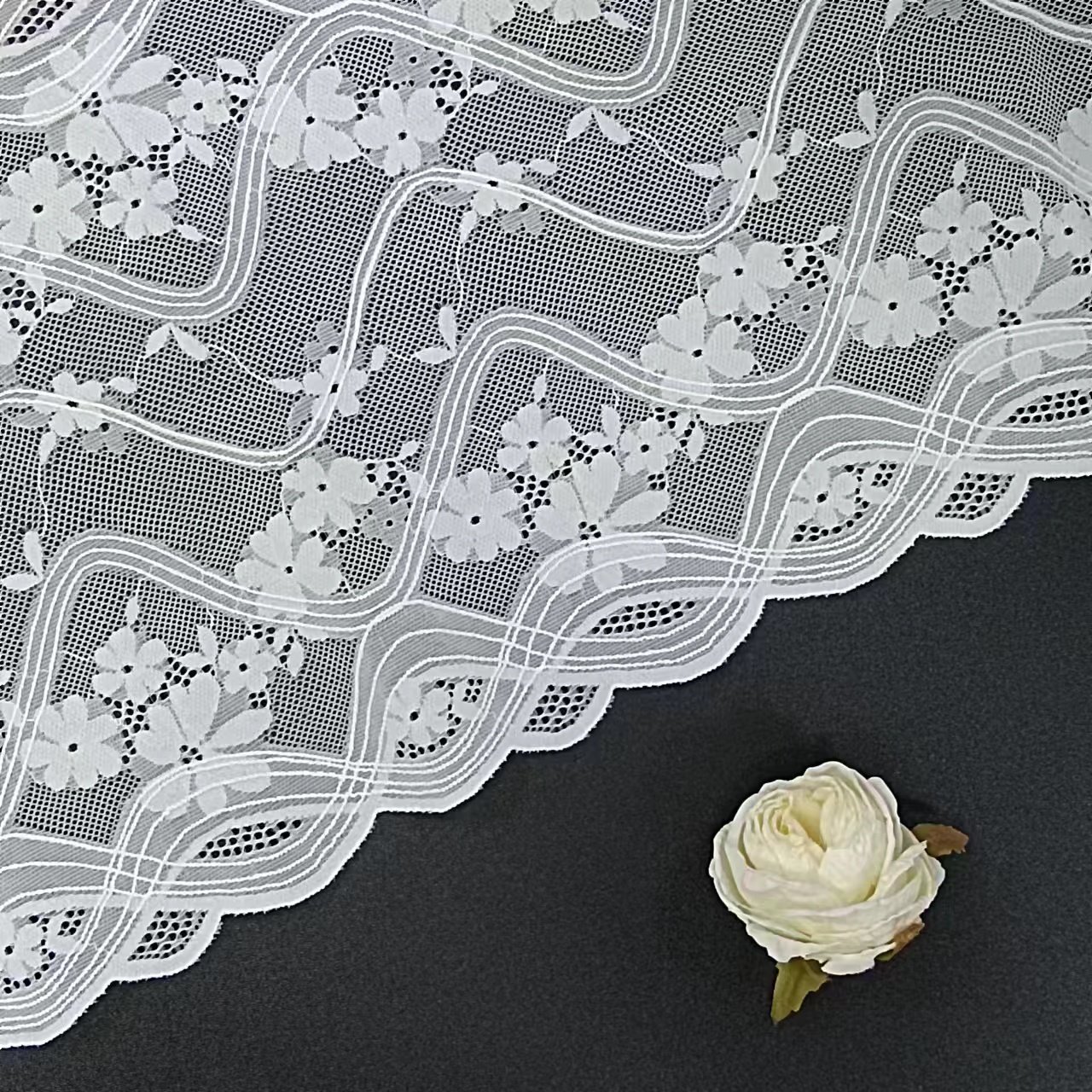 Hot-selling White Cord Voile Nylon Spandex Stretch Tulle Lace Trim Materials Fabric for Underwear Lace Roll Knitted Elastic Lace