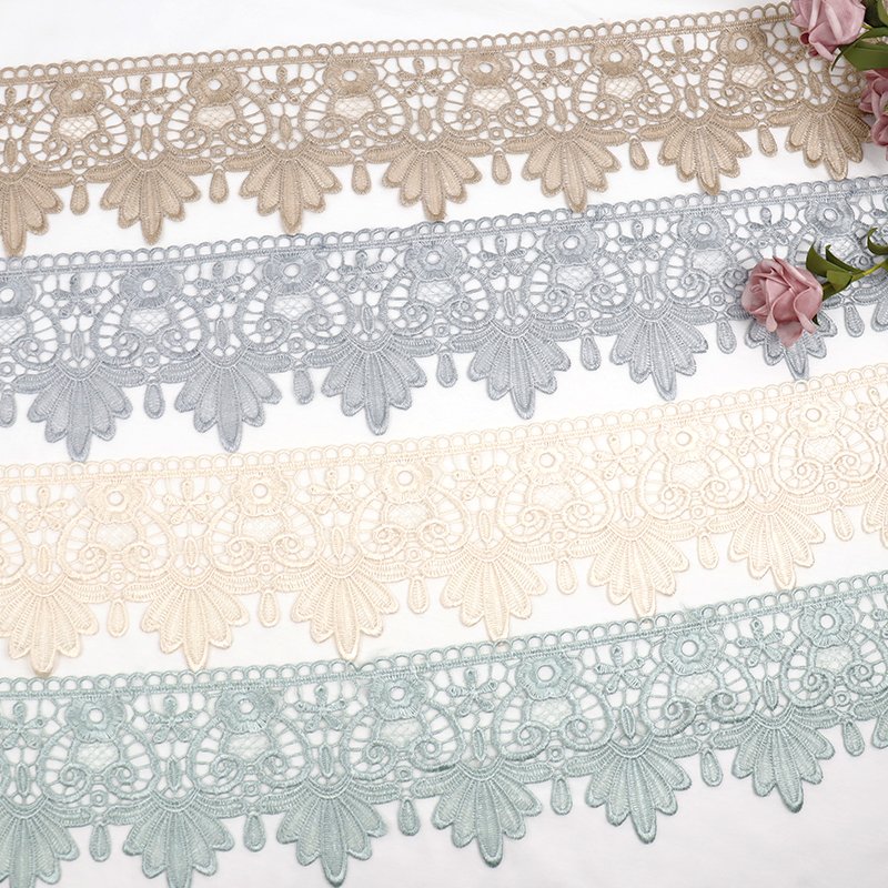 Indian embroidery guipure lace trim customizable flower guipure collar neckline lace trim embroidered in stock