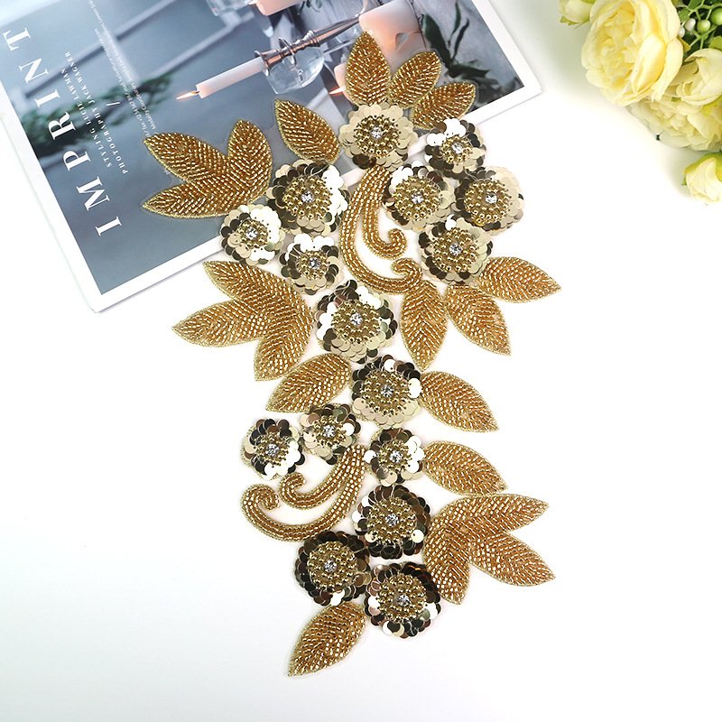 Beautiful Shiny Sequined Gold Embroidery Border Net Lace Trim
