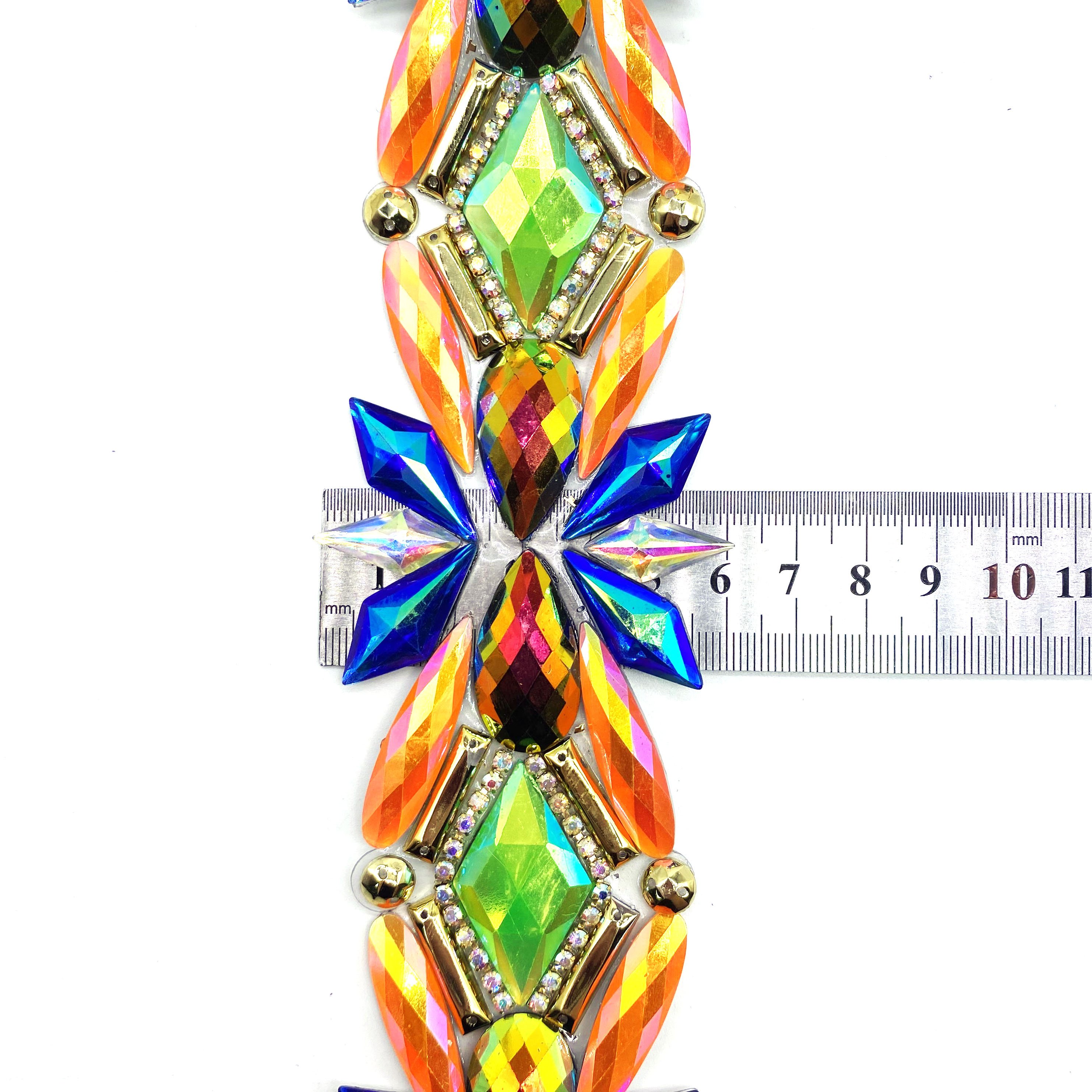 Iron on gem rhinestone trimming diamond crystal trim resin patch for carnival costume