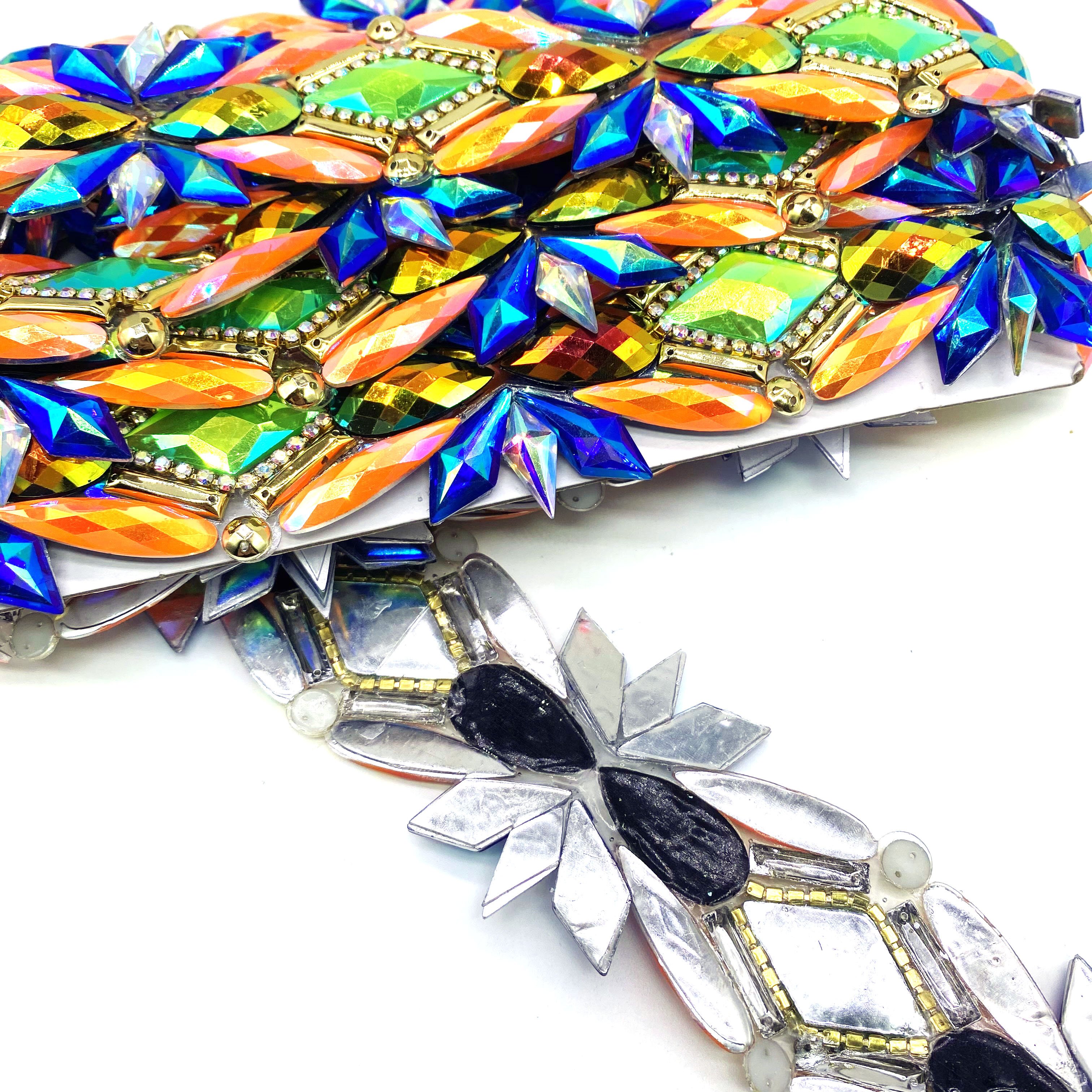 Iron on gem rhinestone trimming diamond crystal trim resin patch for carnival costume
