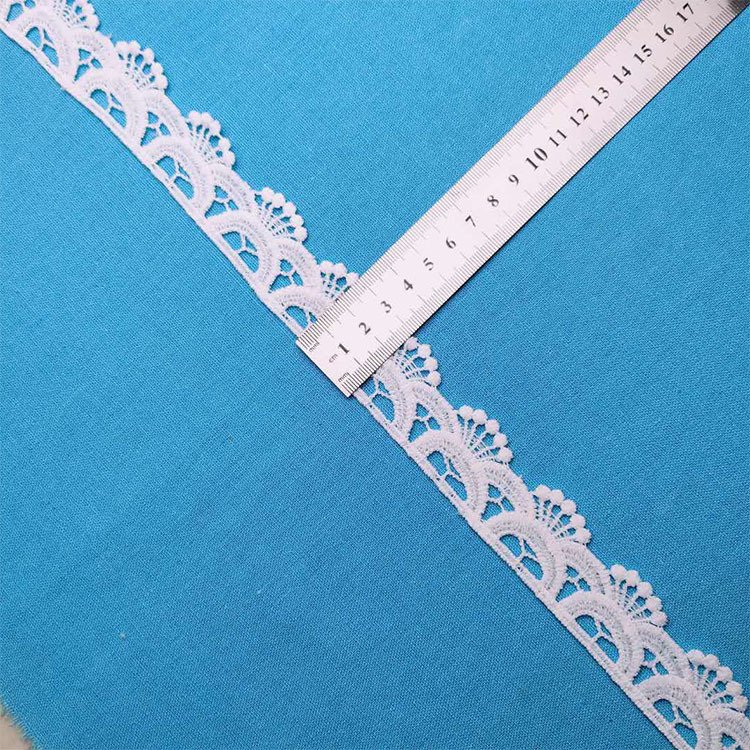 Narrow Embroidery Lace Trim for Women Dress Decoration High Quality Milk Silk Water Soluble Lace Trim, White 100% Polyester