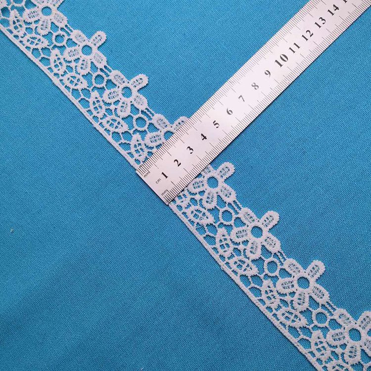 Narrow Embroidery Lace Trim for Women Dress Decoration High Quality Milk Silk Water Soluble Lace Trim, White 100% Polyester